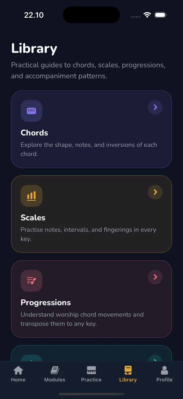 Celyris library with chords, scales, progressions and patterns